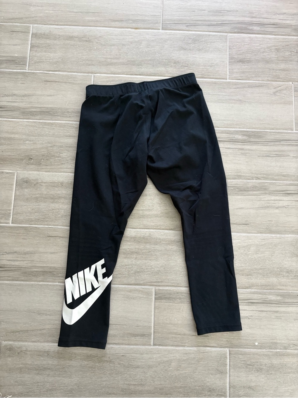 Nike Black Leggings with White Swoosh - Picture 2 of 4
